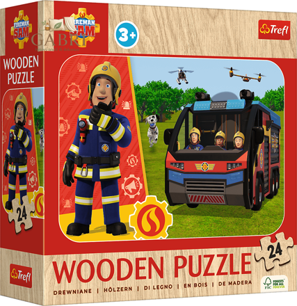 TREFL Dřevěné puzzle Požárník Sam 24 dílků