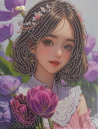 NORIMPEX Diamantové malování na plátně Dívka s květinami 1ks 23x30 cm (mix)