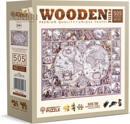WOODEN CITY Dřevěné puzzle Mapa doby objevů 505 dílků