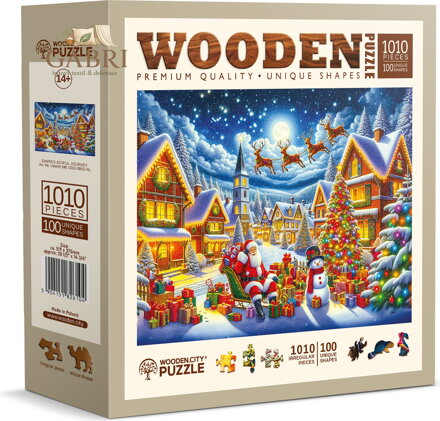 WOODEN CITY Dřevěné puzzle Santova sváteční cesta 1010 dílků