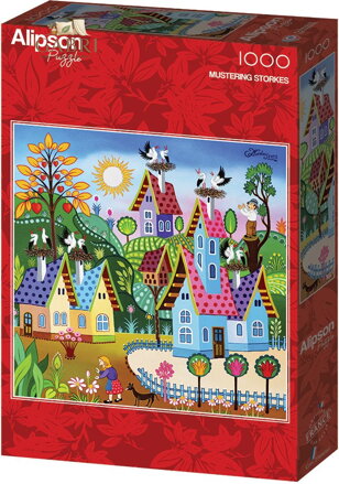 ALIPSON Čtvercové puzzle Slet čápů 1000 dílků