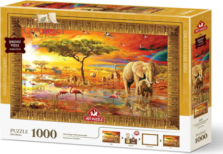 ART PUZZLE Puzzle s rámem a lepidlem 3v1 Králové savany 1000 dílků