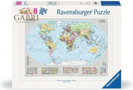 RAVENSBURGER Puzzle Politická mapa světa 1000 dílků