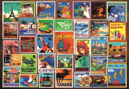 RAVENSBURGER Puzzle Známky z různých koutů světa 200 dílků