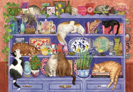 RAVENSBURGER Puzzle Kočky v regálu 200 dílků
