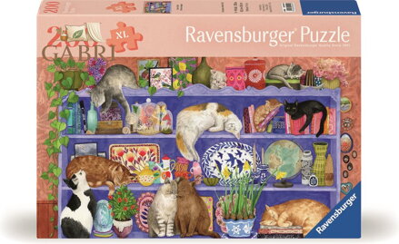 RAVENSBURGER Puzzle Kočky v regálu 200 dílků