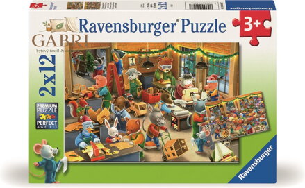 RAVENSBURGER Puzzle Vánoční kouzlo v továrně na hračky 2x12 dílků