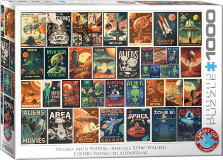 EUROGRAPHICS Puzzle Vintage plakáty Mimozemšťané 1000 dílků