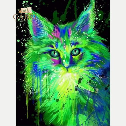 NORIMPEX Diamantové malování Fluorescenční kočka 30x40cm
