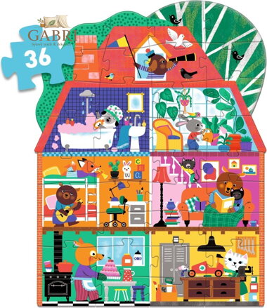 DJECO Podlahové obrysové puzzle Domeček 36 dílků