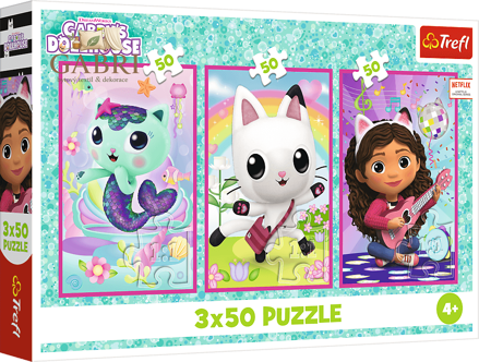 TREFL Puzzle Gábinin kouzelný domek: Setkání s Gabby a kočkami 3x50 dílků