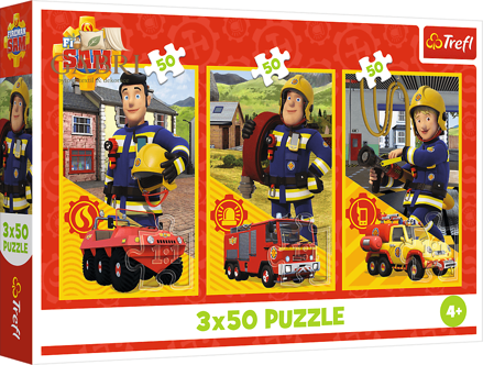TREFL Puzzle Požárník Sam: Tým z požární stanice 3x50 dílků