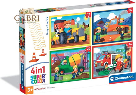 CLEMENTONI Puzzle Vytížení v práci 4v1 (12+16+20+24 dílků)