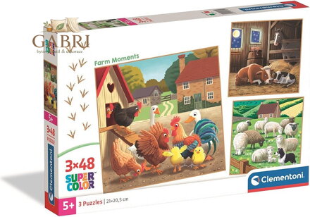 CLEMENTONI Puzzle Chvíle na farmě 3x48 dílků