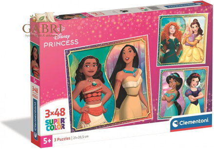 CLEMENTONI Puzzle Disney princezny 3x48 dílků