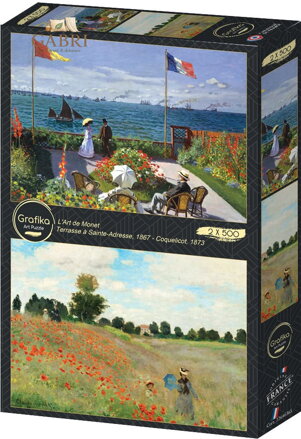 GRAFIKA Puzzle Zahrada v Sainte Adresse a Pole vlčích máků 2x500 dílků