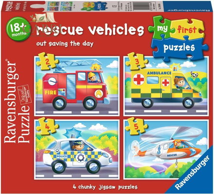RAVENSBURGER Moje první puzzle: Záchranářská vozidla 4v1 (2,3,4,5 dílků)
