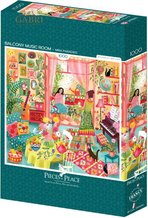 PIECES & PEACE Čtvercové puzzle Hudební pokoj s balkonem 1000 dílků