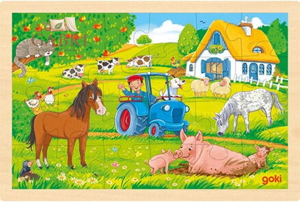 GOKI Dřevěné puzzle Farma 24 dílků
