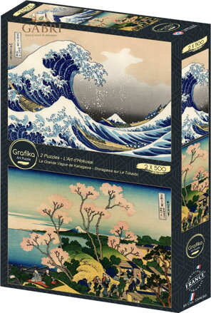 GRAFIKA Puzzle Velká vlna u pobřeží Kanagawy a Městská oblast Shinagawa 2x500 dílků