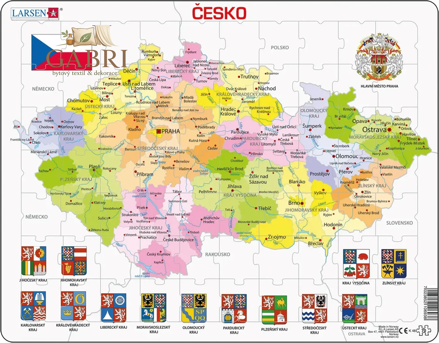 LARSEN Puzzle Česká republika kraje 70 dílků