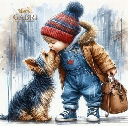 NORIMPEX Diamantové malování Chlapec s pejskem 30x40cm