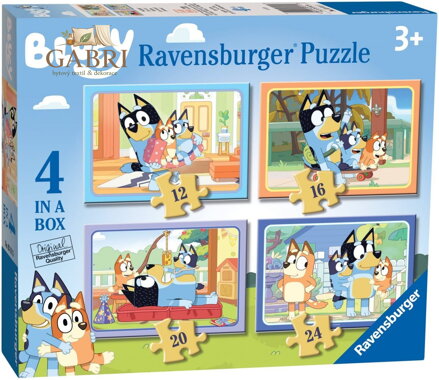 RAVENSBURGER Puzzle Bluey 4v1 (12,16,20,24 dílků)