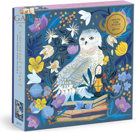 GALISON Metalické čtvercové puzzle Nebeská sova 500 dílků