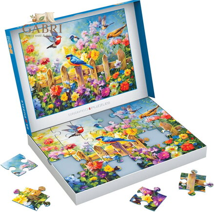 EUROGRAPHICS Puzzle Connecting Pieces: Hraví zahradní ptáci 24 dílků