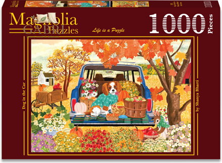 MAGNOLIA Puzzle Pes v autě 1000 dílků