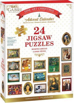 EUROGRAPHICS Puzzle Adventní kalendář: Fine Art Vánoce 24x50 dílků