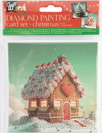 CRAFT ID Diamantové malování Vánoční přání Perníková chaloupka a Stromeček  13x13 cm