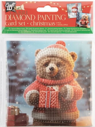 CRAFT ID Diamantové malování Vánoční přání Medvídek a Sněhulák  13x13 cm