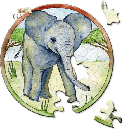 CURIOSI Kulaté puzzle Picoli: Slon 33 dílků
