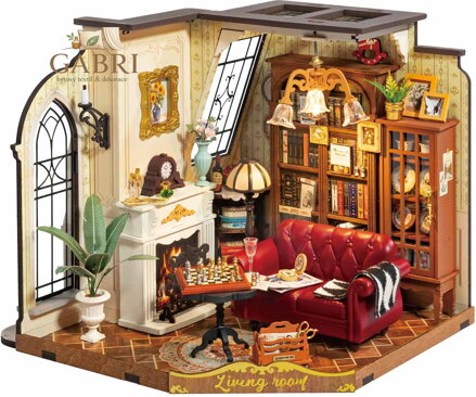 ROBOTIME Rolife DIY 3D dřevěné puzzle Obývací pokoj s LED osvětlením