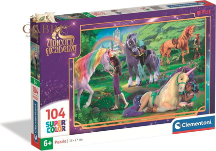 CLEMENTONI Puzzle Jednorožčí akademie: Objetí 104 dílků