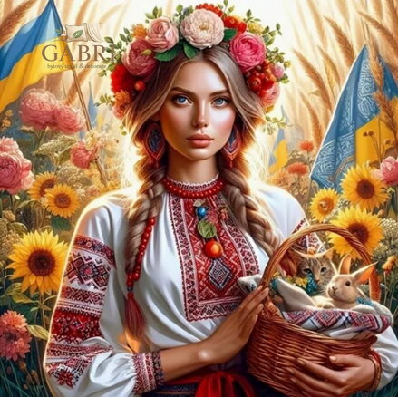 NORIMPEX Diamantové malování Ukrajinská žena s košíkem 30x40cm