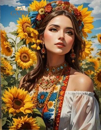 NORIMPEX Diamantové malování Slovanka mezi slunečnicemi 30x40cm