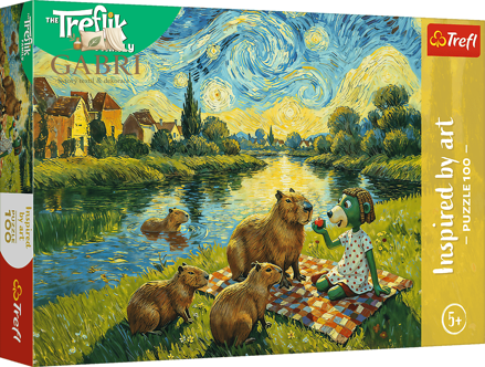 TREFL Puzzle Krmení kapybar 100 dílků