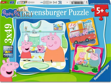 RAVENSBURGER Puzzle Prasátko Peppa: Rodina na prvním místě! 3x49 dílků