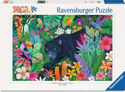 RAVENSBURGER Puzzle Panter v rozkvetlé džungli 3000 dílků