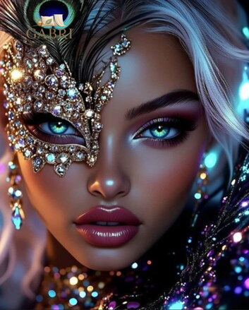 NORIMPEX Diamantové malování Žena s paví maskou 30x40cm