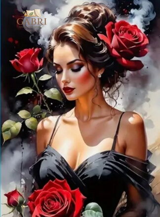 NORIMPEX Diamantové malování Žena s růžemi 30x40cm