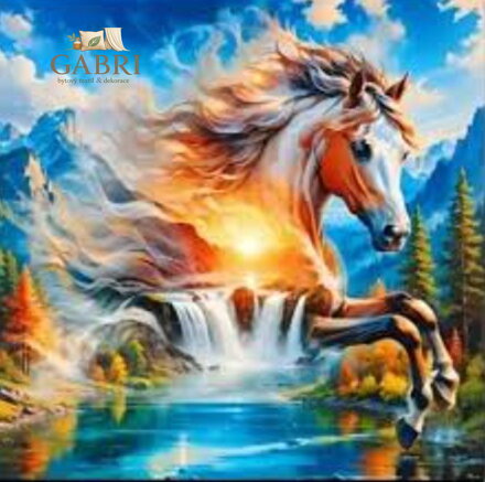 NORIMPEX Diamantové malování Duch koně nad vodopádem 30x40cm