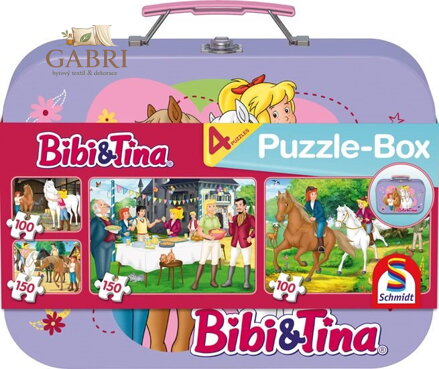 SCHMIDT Puzzle Bibi&Tina 4v1 v plechovém kufříku (100,100,150,150 dílků)