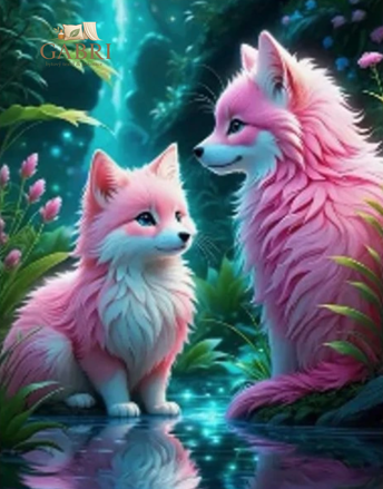 NORIMPEX Diamantové malování Růžové lišky 30x40cm