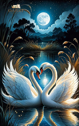 NORIMPEX Diamantové malování Labutě při úplňku 30x40cm