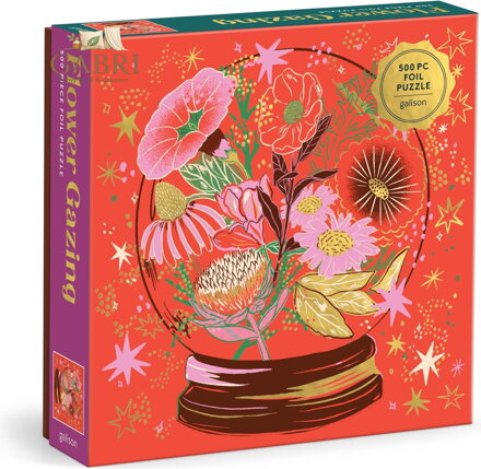 GALISON Metalické čtvercové puzzle Květinová terapie 500 dílků