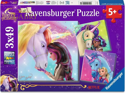 RAVENSBURGER Puzzle Jednorožčí akademie: Kouzlo přátelství 3x49 dílků