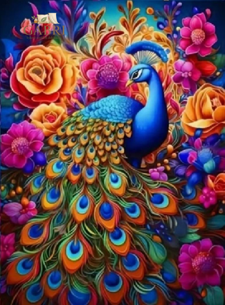 NORIMPEX Diamantové malování Páv s barevnými květinami 30x40cm
